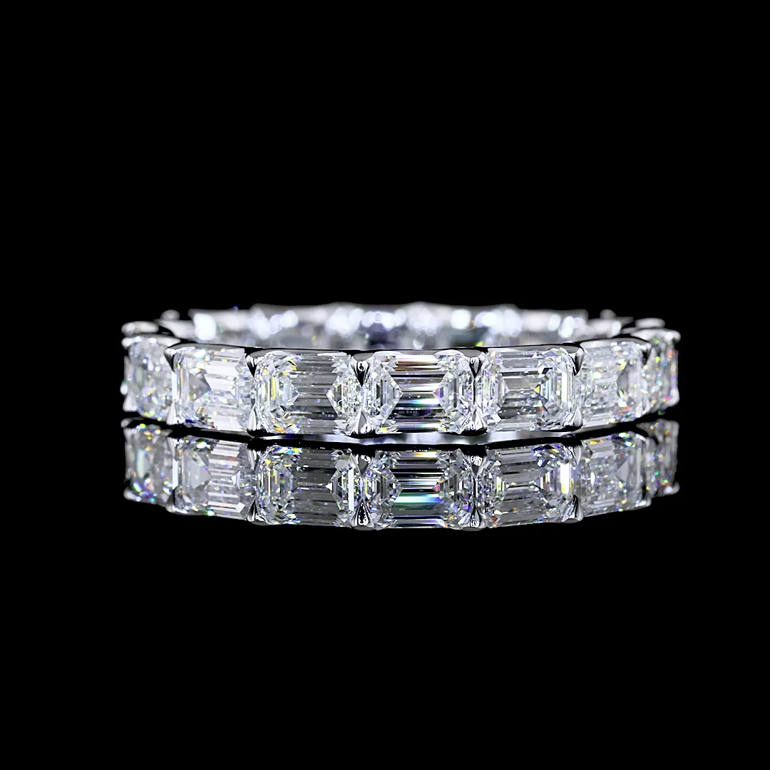3.55 Cts 14k White Gold Emerald Shape Eternity Band Eternity Band - Video