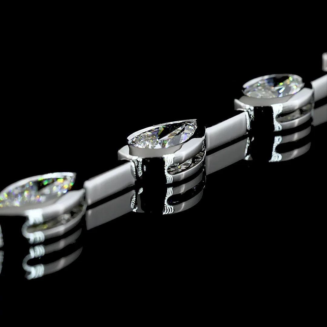 5.3 Cts 14k White Gold Mix Shape Station Bracelet - Image 2