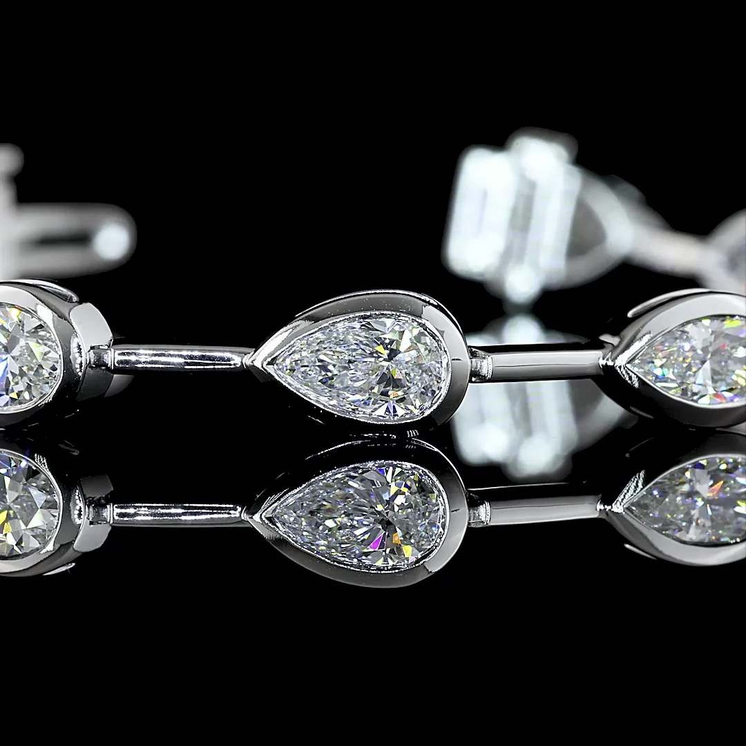 5.3 Cts 14k White Gold Mix Shape Station Bracelet - Image 3