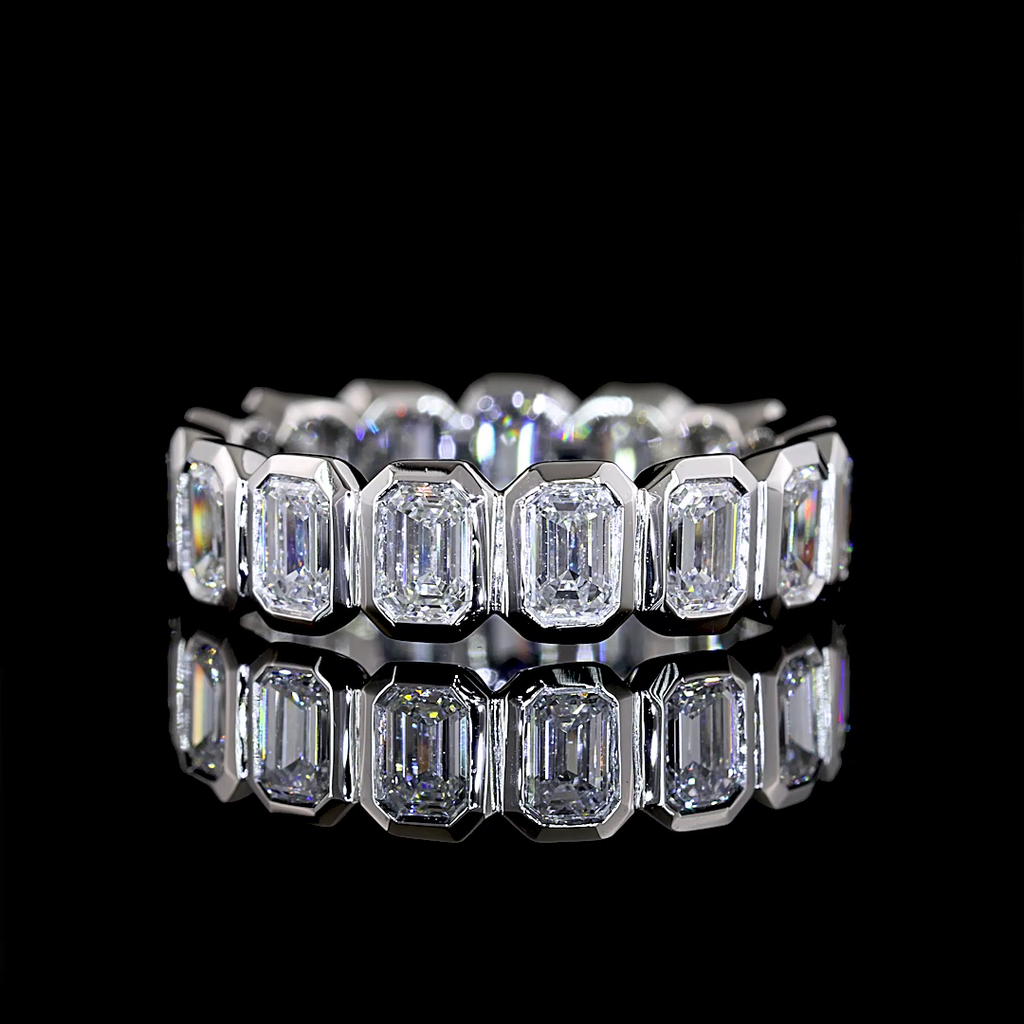 2.67 Cts Platinum Emerald Shape Eternity Band Eternity Band - Video