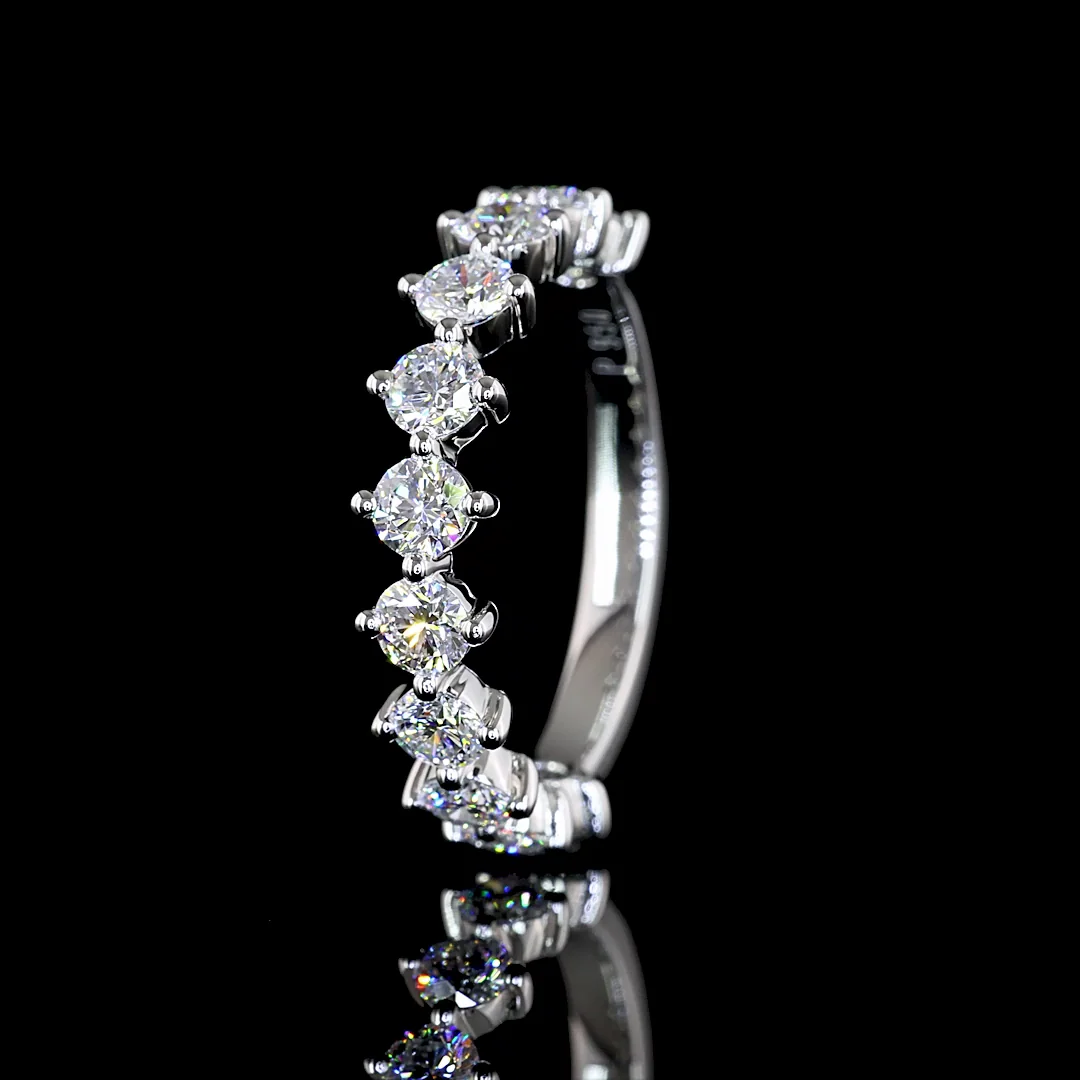 0.89 Cts Platinum Round Shape Half Eternity Eternity Band - Image 4