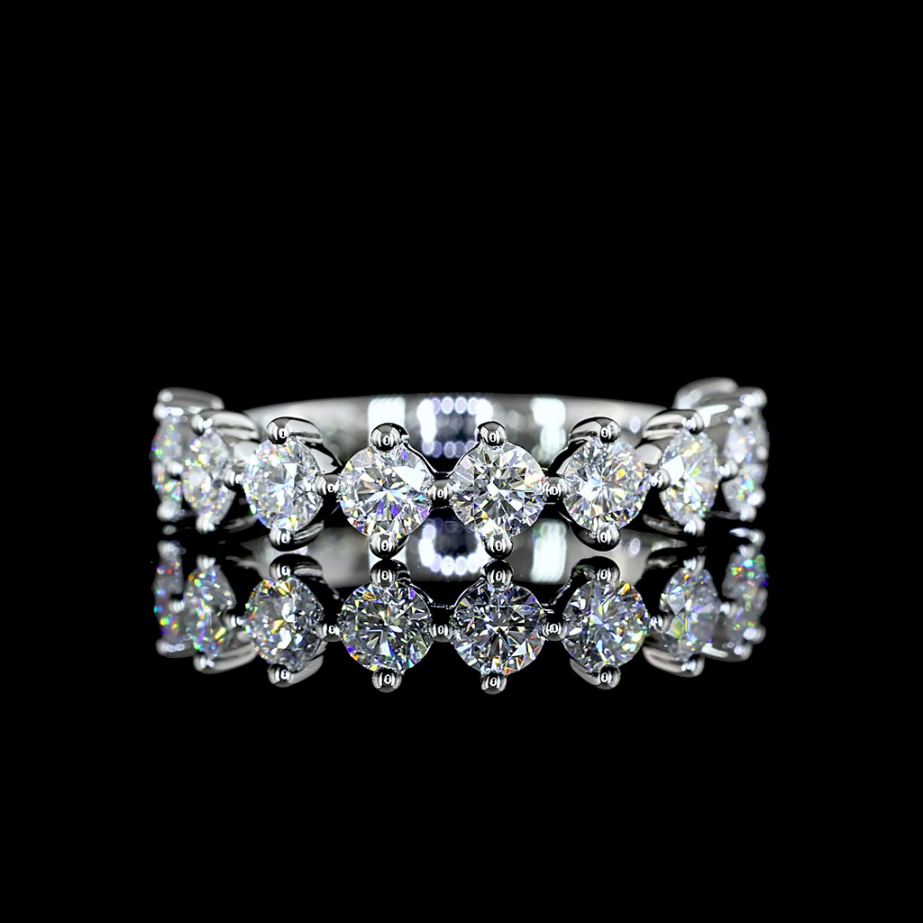 0.89 Cts Platinum Round Shape Half Eternity Eternity Band - Video