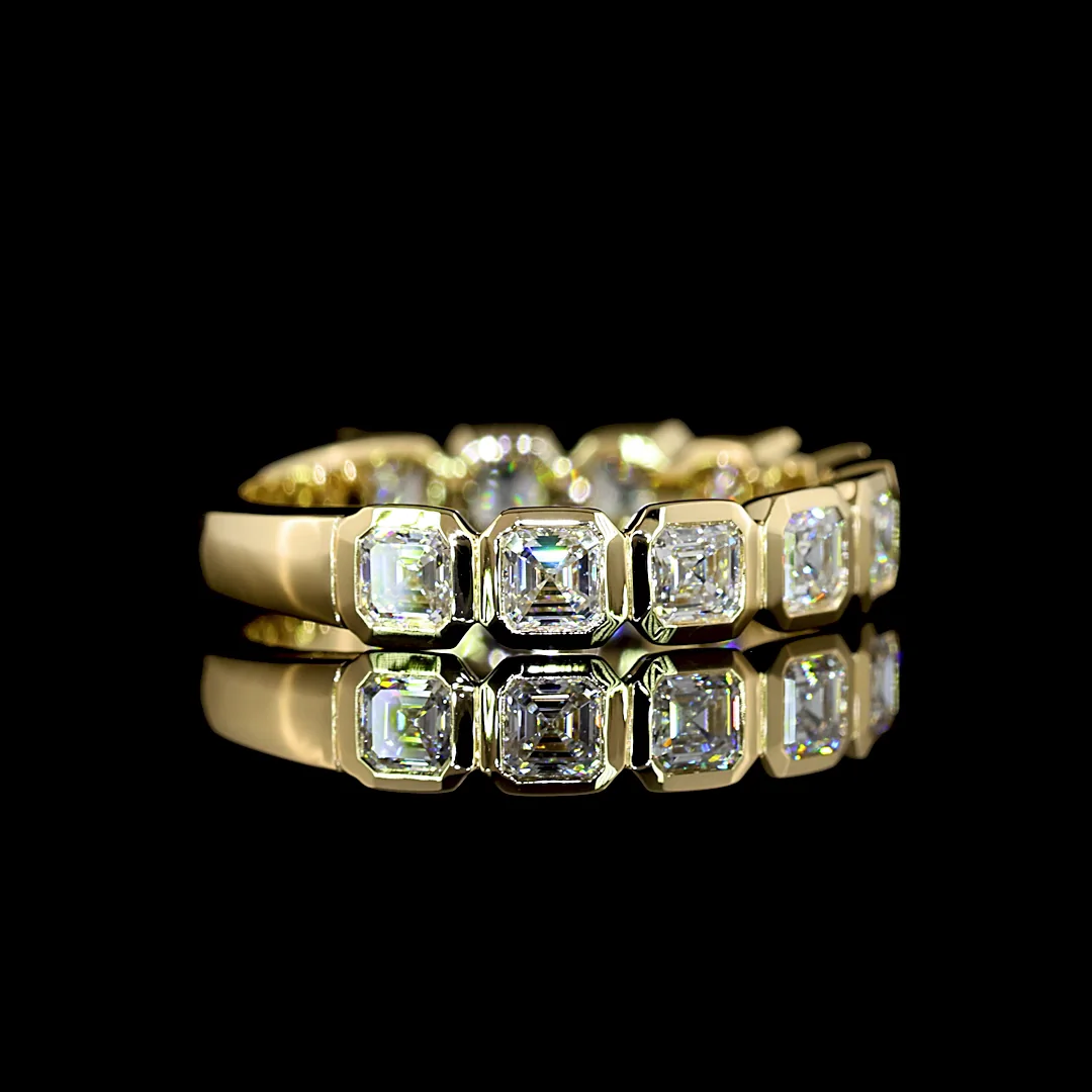 1.07 Cts 14k Yellow Gold Asscher Shape 3/4 Band Eternity Band - Image 3