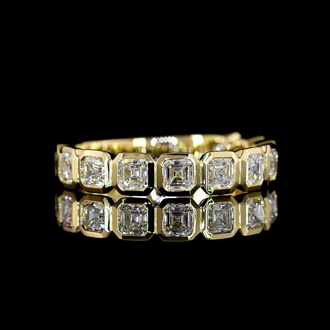 1.07 Cts 14k Yellow Gold Asscher Shape 3/4 Band Eternity Band - Video