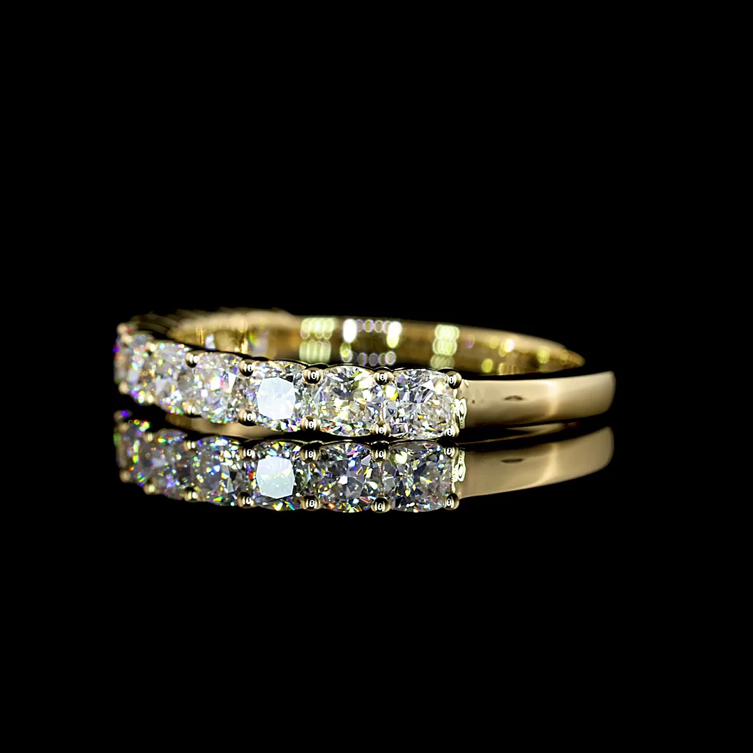 1.09 Cts 14k Yellow Gold Square Cushion Brilliant Shape Half Eternity Eternity Band - Image 3