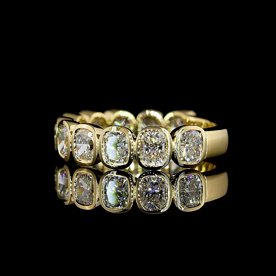 2.15 Cts 14k Yellow Gold Cushion Brilliant Shape 3/4 Band Eternity Band - Image 2