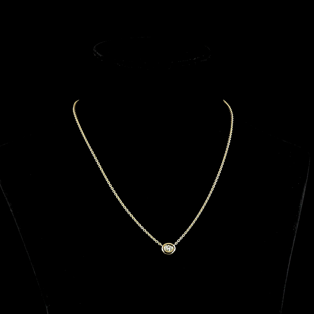 0.25 Cts 14k Yellow Gold Oval Shape Solitaire Pendant - Video