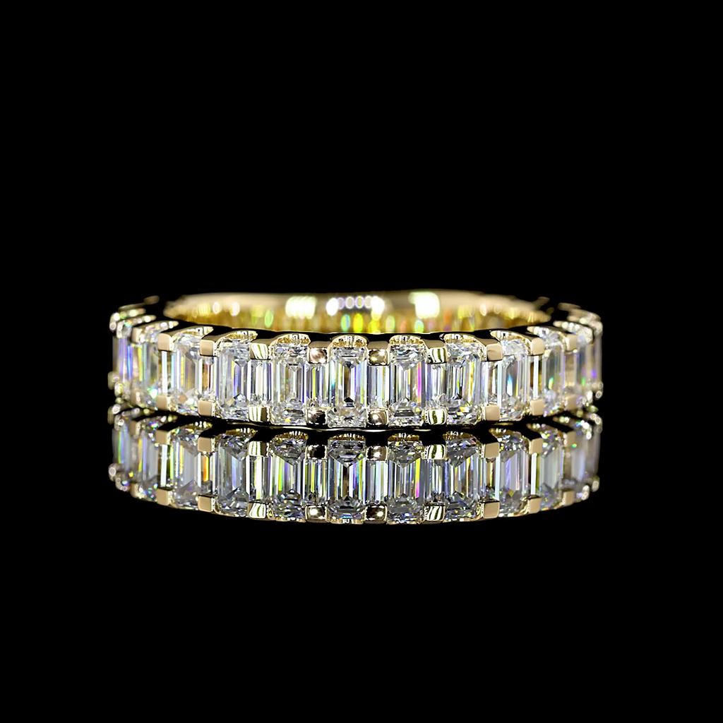 1.9 Cts 14k Yellow Gold Emerald Shape 3/4 Band Eternity Band - Video
