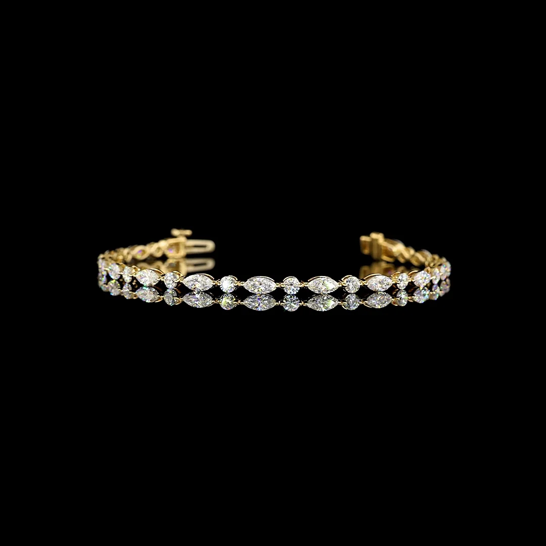 3.34 Cts 14k Yellow Gold Mix Shape Station Bracelet - Video
