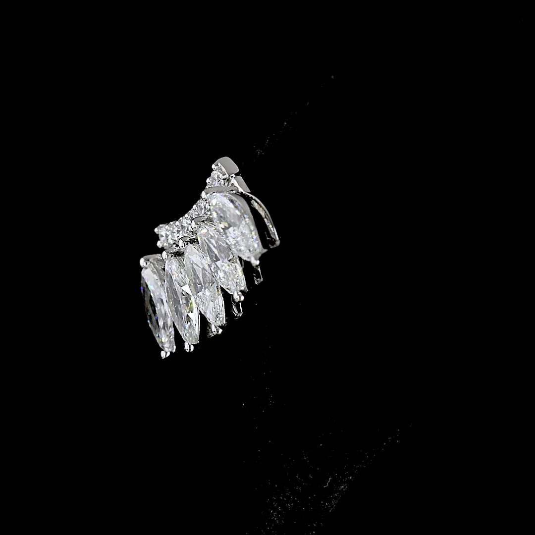 1.35 Cts 14k White Gold Marquise Shape Crawler Earring - Image 2