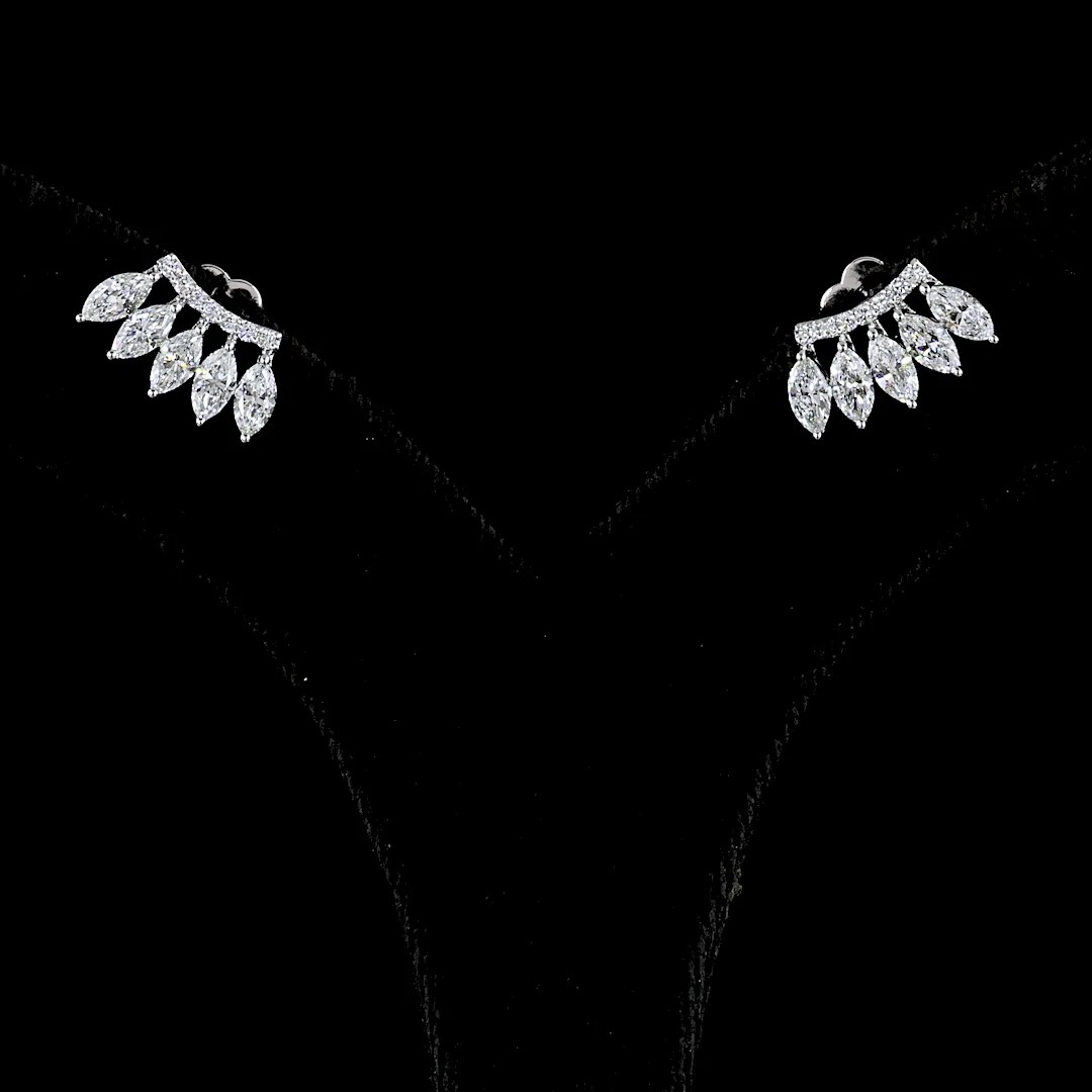 1.35 Cts 14k White Gold Marquise Shape Crawler Earring - Video