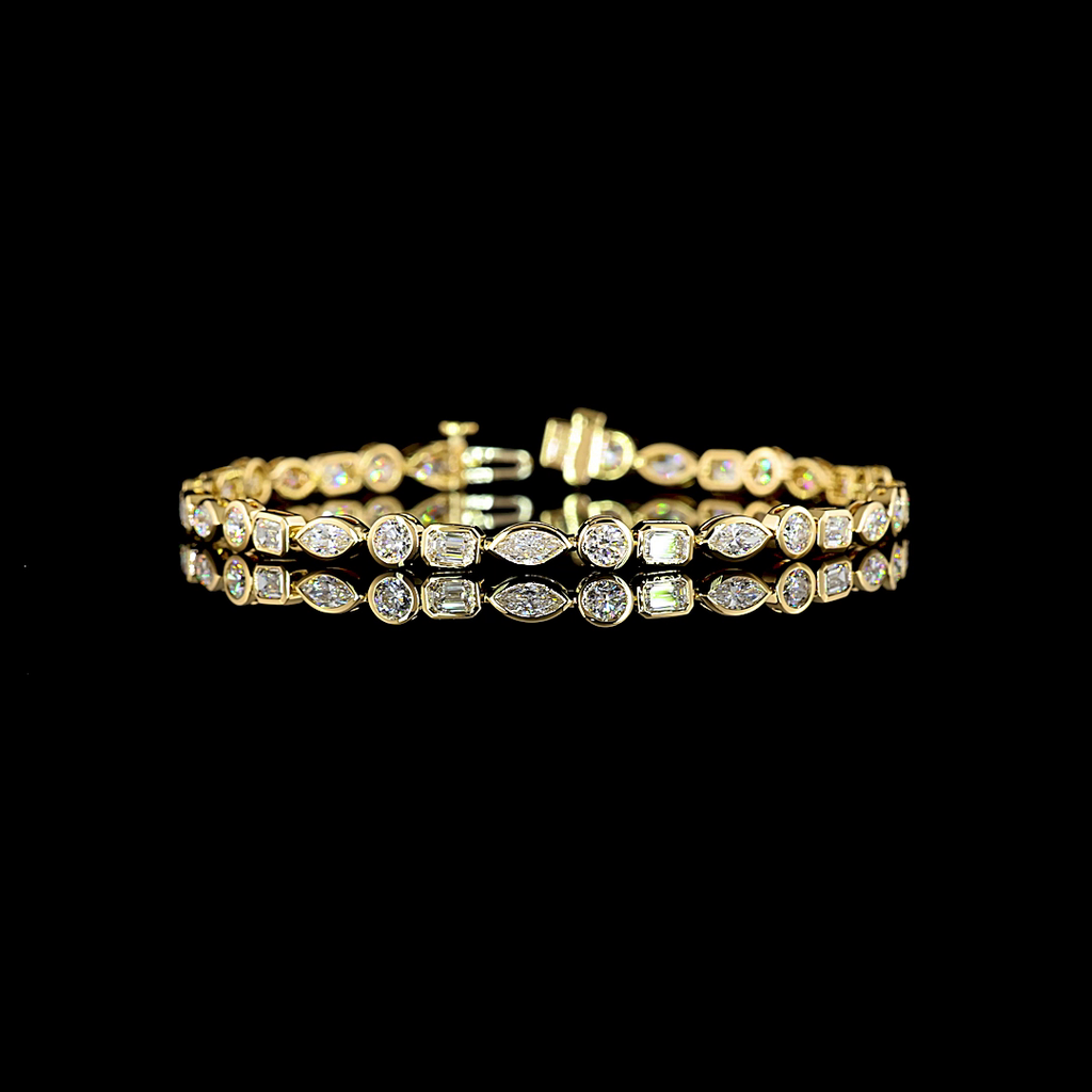 5.01 Cts 18k Yellow Gold Mix Shape Tennis Bracelet - Video