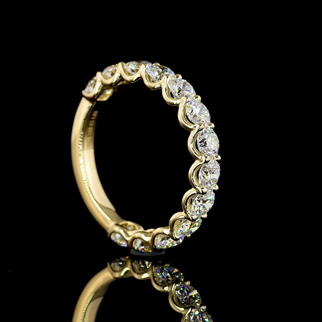 1.63 Cts 14k Yellow Gold Round Shape 3/4 Band Eternity Band - Image 2