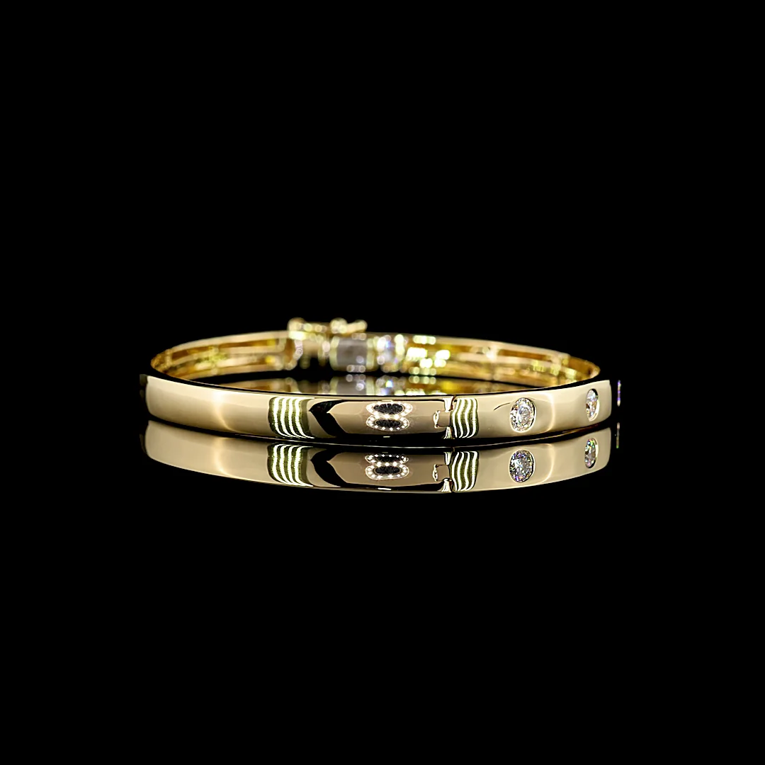 0.68 Cts 14k Yellow Gold Round Shape Bangles Bracelet - Image 2