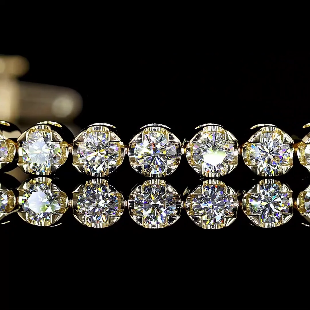 3.35 Cts 14k Yellow Gold Round Shape Tennis Bracelet - Image 2