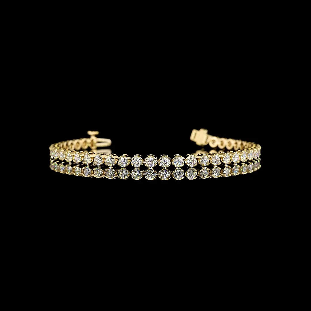 3.35 Cts 14k Yellow Gold Round Shape Tennis Bracelet - Video