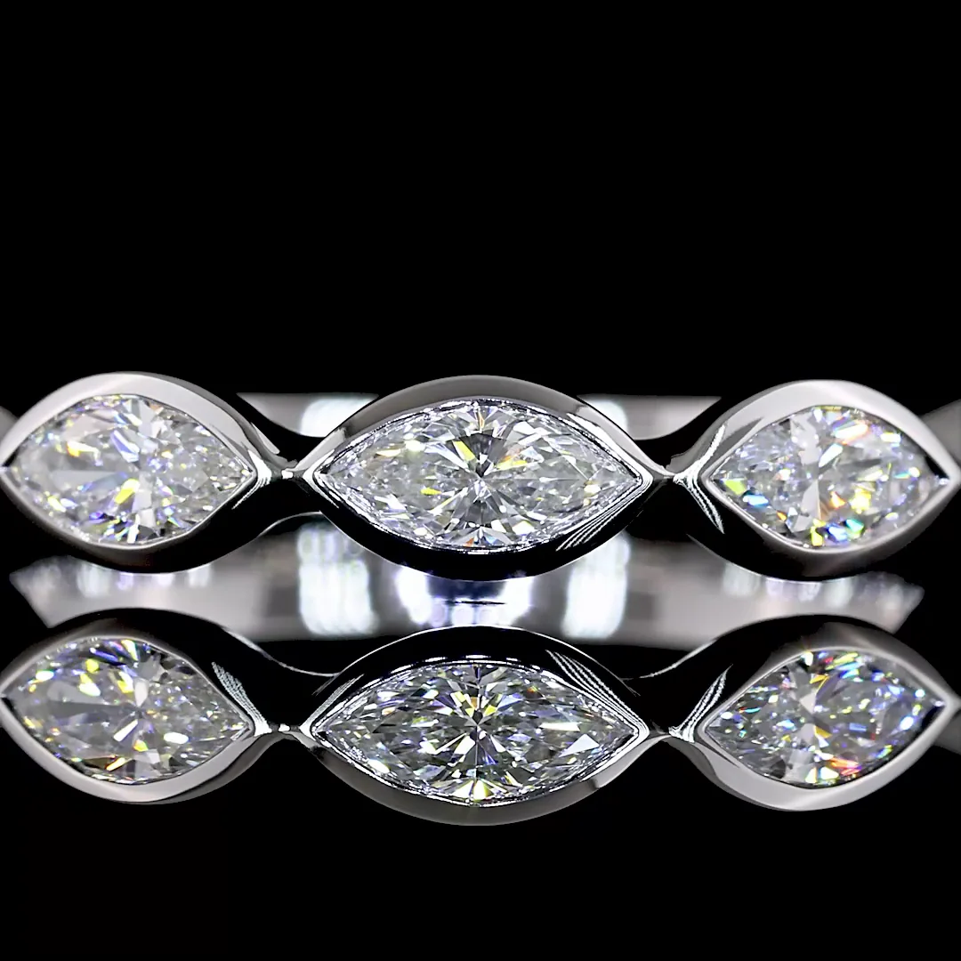 0.59 Cts 14k White Gold Marquise Shape 5 Stones Eternity Band - Image 3