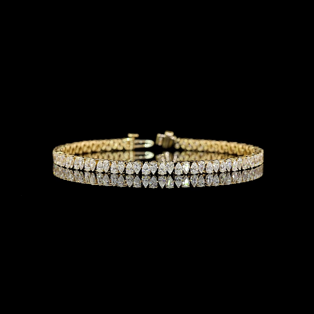 4.72 Cts 14k Yellow Gold Pear Shape Tennis Bracelet - Video