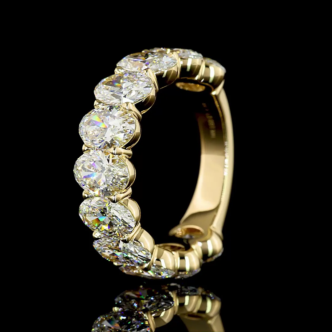 5.98 Cts 14k Yellow Gold Oval Shape 3/4 Band Eternity Band - Image 4