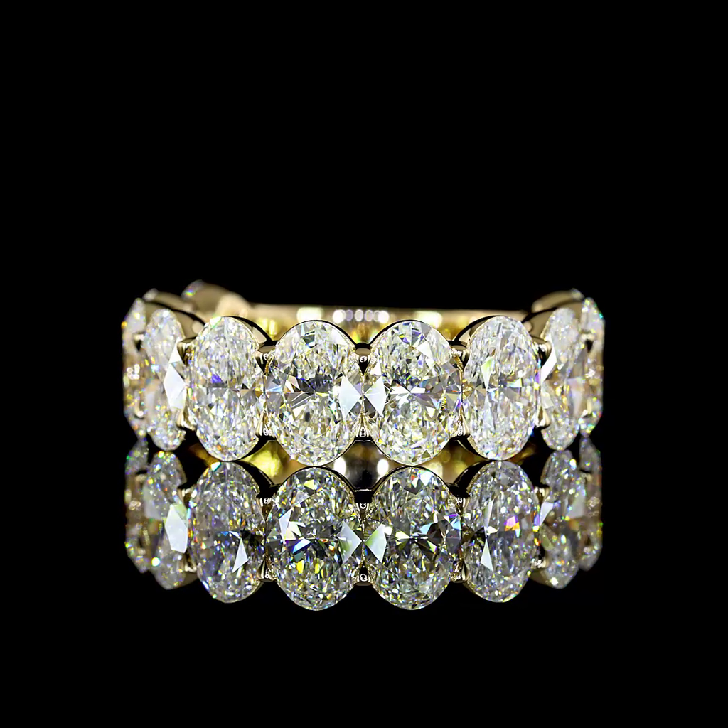 5.98 Cts 14k Yellow Gold Oval Shape 3/4 Band Eternity Band - Video