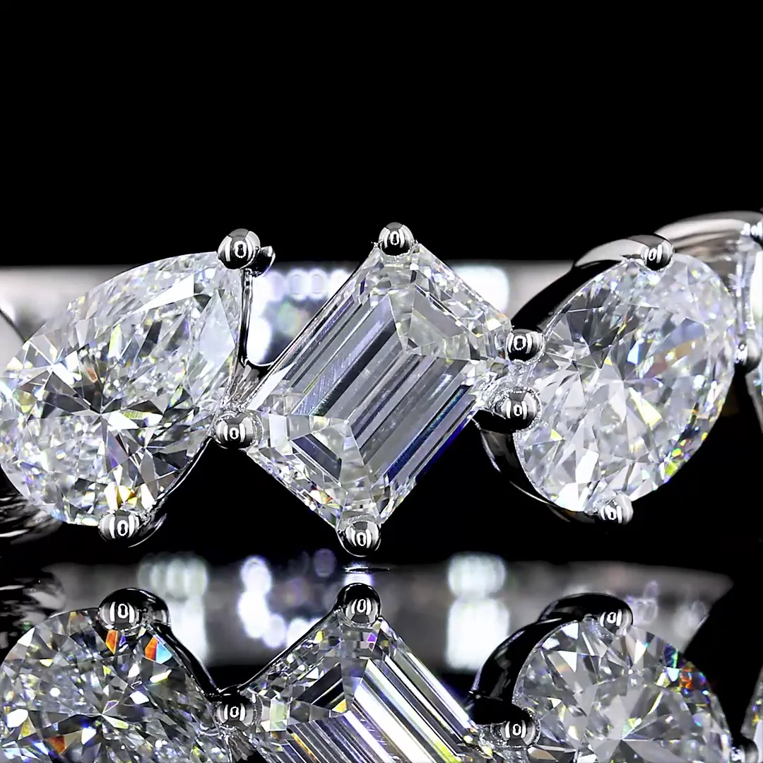 2.87 Cts 14k White Gold Mix Shape 3/4 Band Eternity Band - Image 3