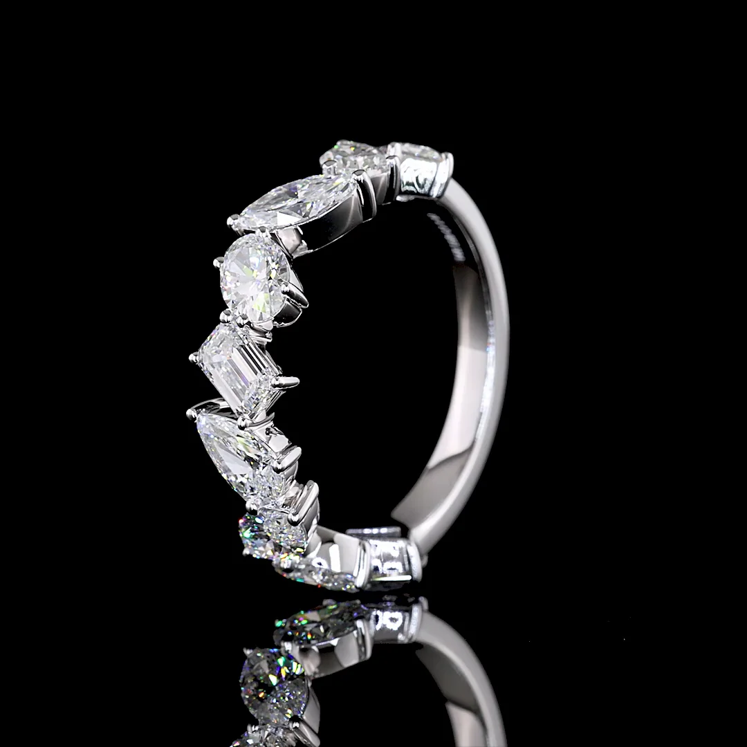 2.87 Cts 14k White Gold Mix Shape 3/4 Band Eternity Band - Image 4