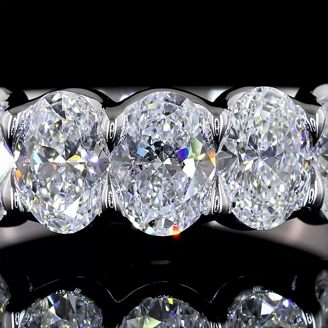 3 Cts 14k White Gold Oval Shape Half Eternity Eternity Band - Image 3