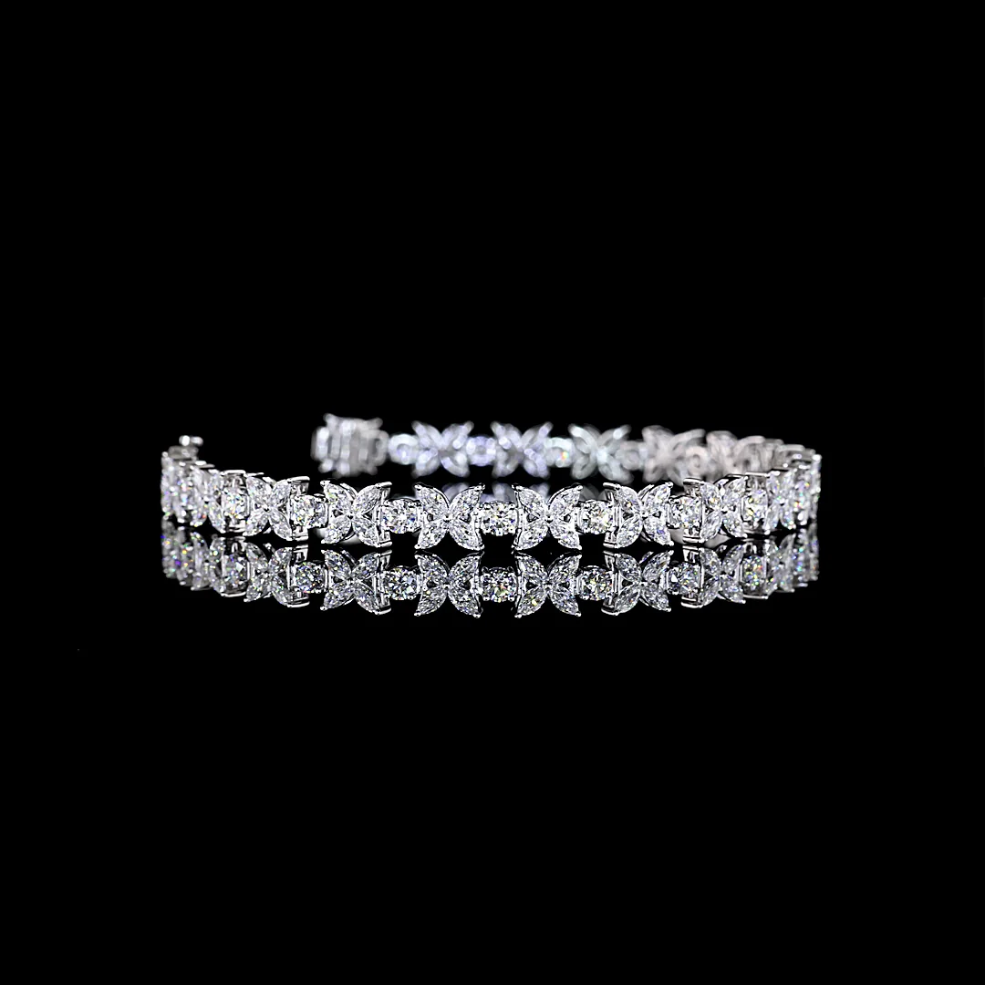 5.18 Cts 14k White Gold Marquise Shape Station Line Tennis Bracelet - Image 3