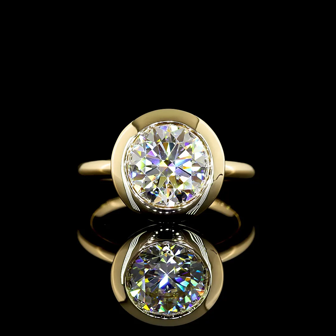 3.61 Cts 14k Yellow Gold Round Shape Hidden Halo Ring - Video