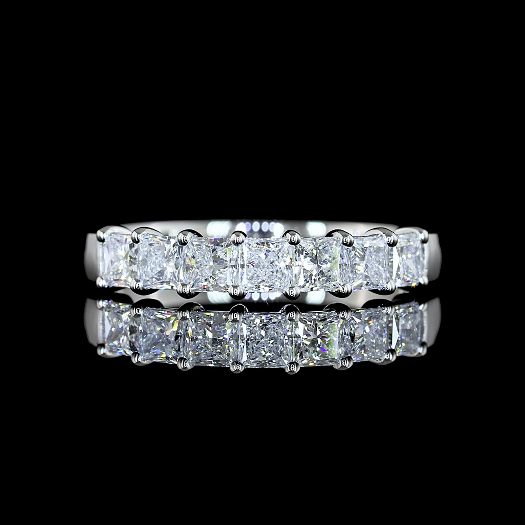 0.99 Cts Platinum Princess Shape 7 Stones Eternity Band - Video