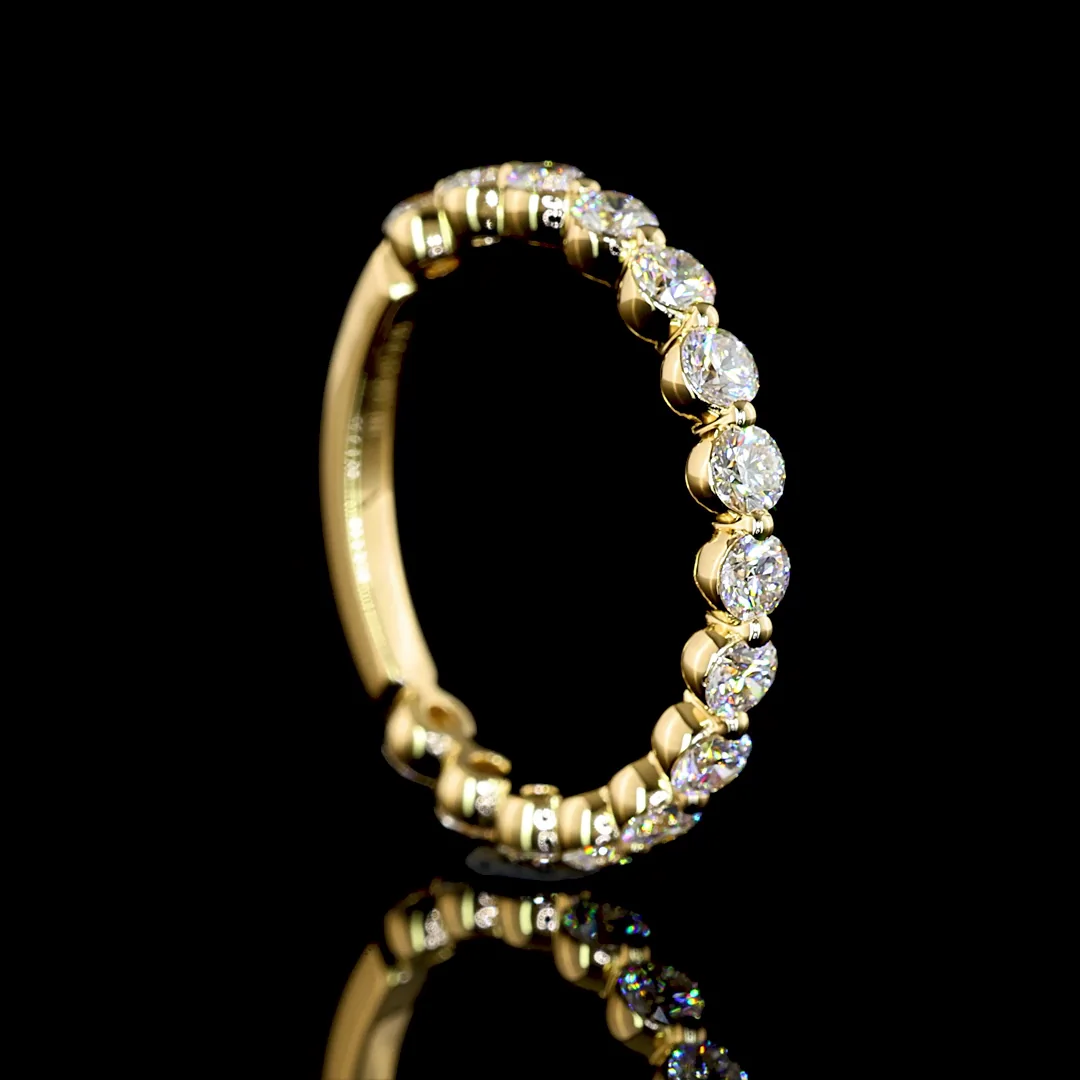 0.95 Cts 18k Yellow Gold Round Shape 3/4 Band Eternity Band - Image 2