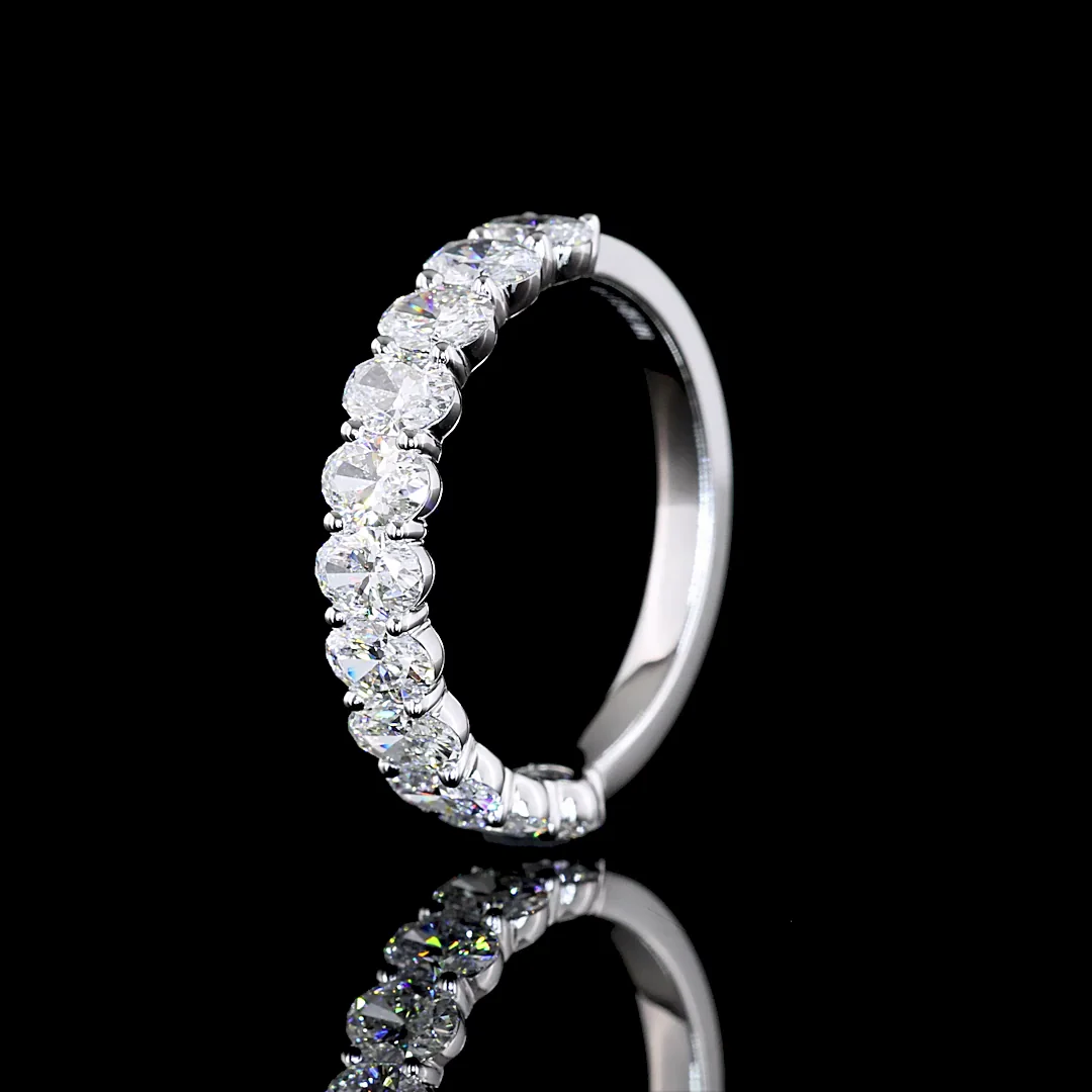 1.49 Cts 14k White Gold Oval Shape Half Eternity Eternity Band - Image 4
