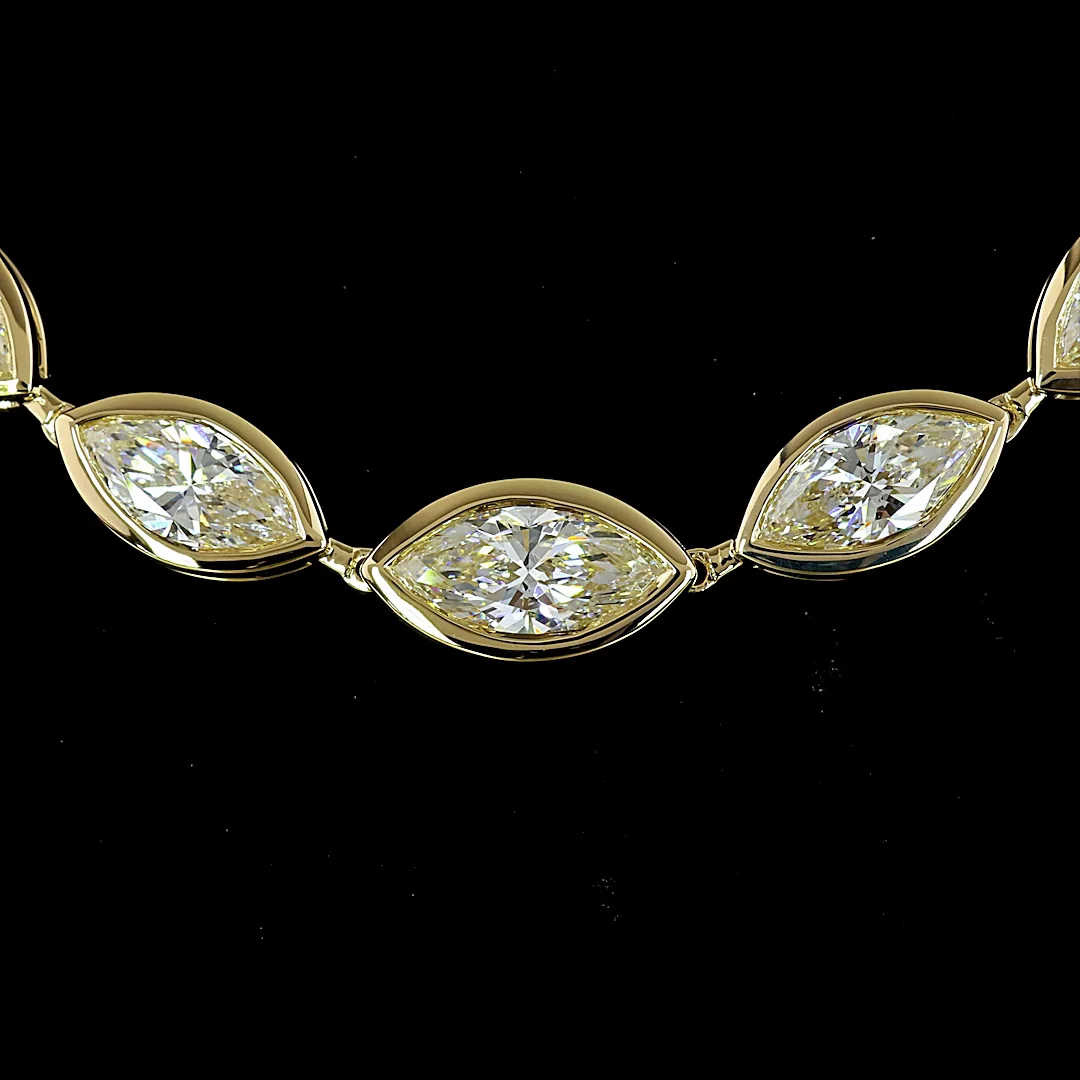 5.09 Cts 14k Yellow Gold Marquise Shape Riviera Necklace - Image 3