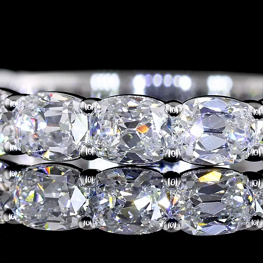 1.47 Cts 14k White Gold Antique Cushion Shape 3/4 Band Eternity Band - Image 3