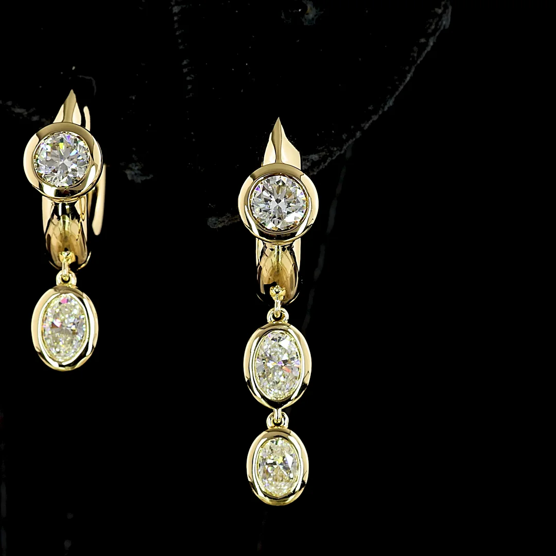 1.69 Cts 14k Yellow Gold Round Shape Hanging Earring - Image 3