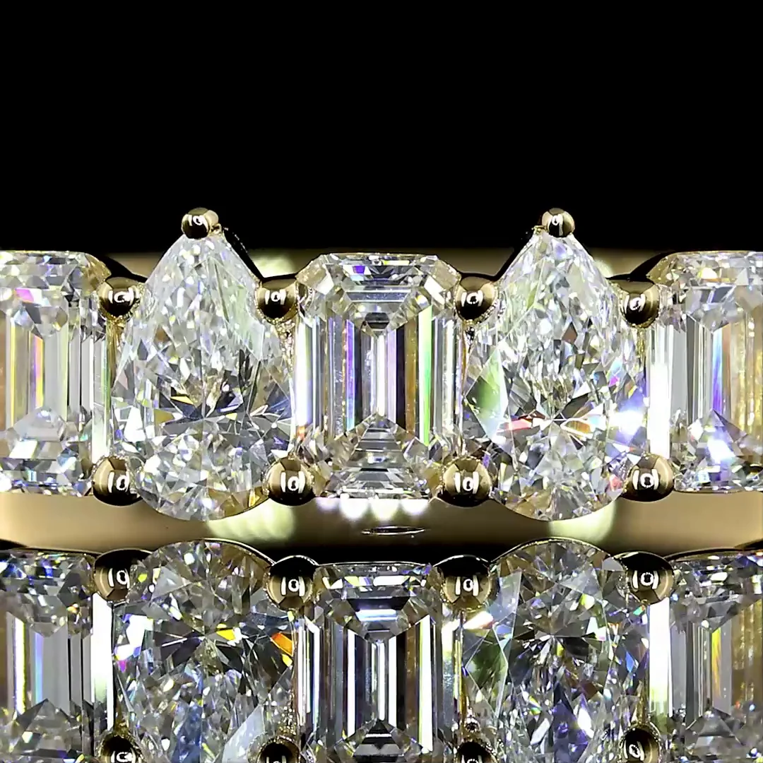 0.95 Cts 14k Yellow Gold Mix Shape 3/4 Band Eternity Band - Image 3