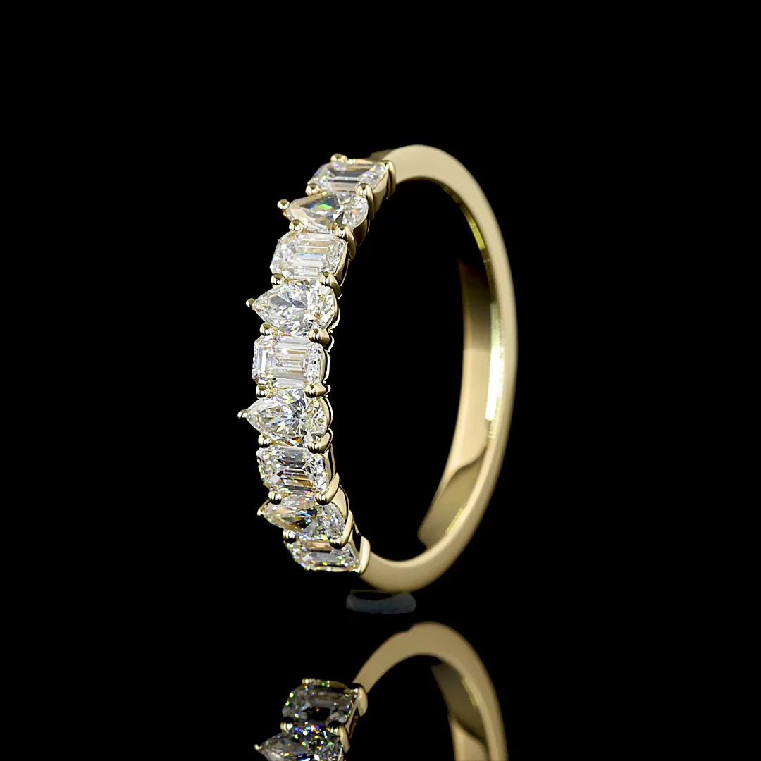 0.95 Cts 14k Yellow Gold Mix Shape 3/4 Band Eternity Band - Image 4