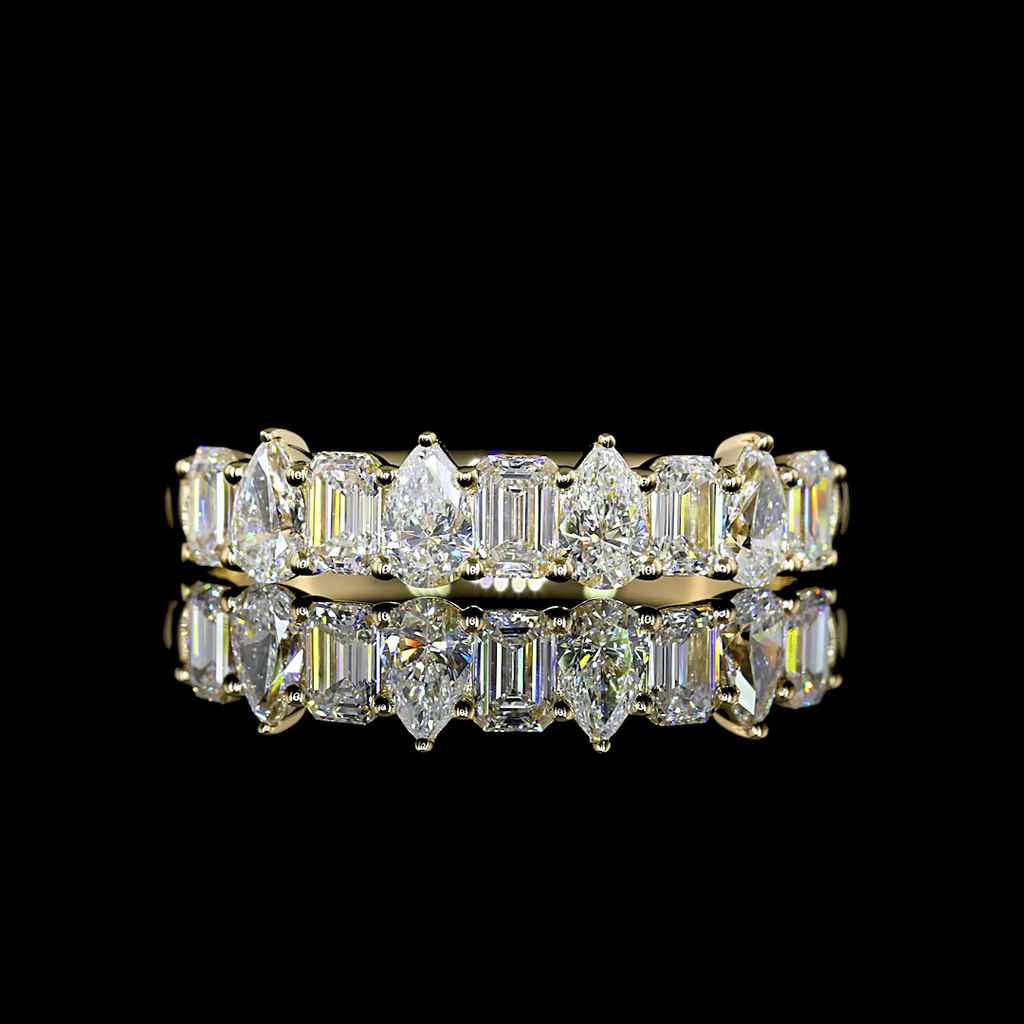 0.95 Cts 14k Yellow Gold Mix Shape 3/4 Band Eternity Band - Video
