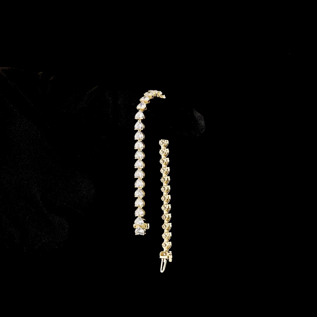 8.73 Cts 14k Yellow Gold Heart Shape Tennis Bracelet - Image 3