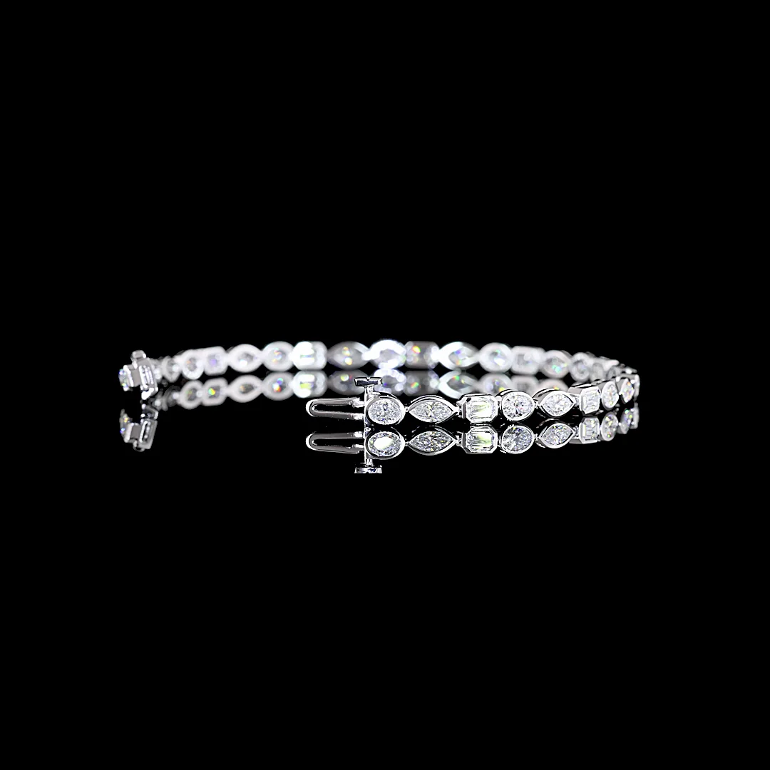 3 Cts 14k White Gold Mix Shape Tennis Bracelet - Image 4