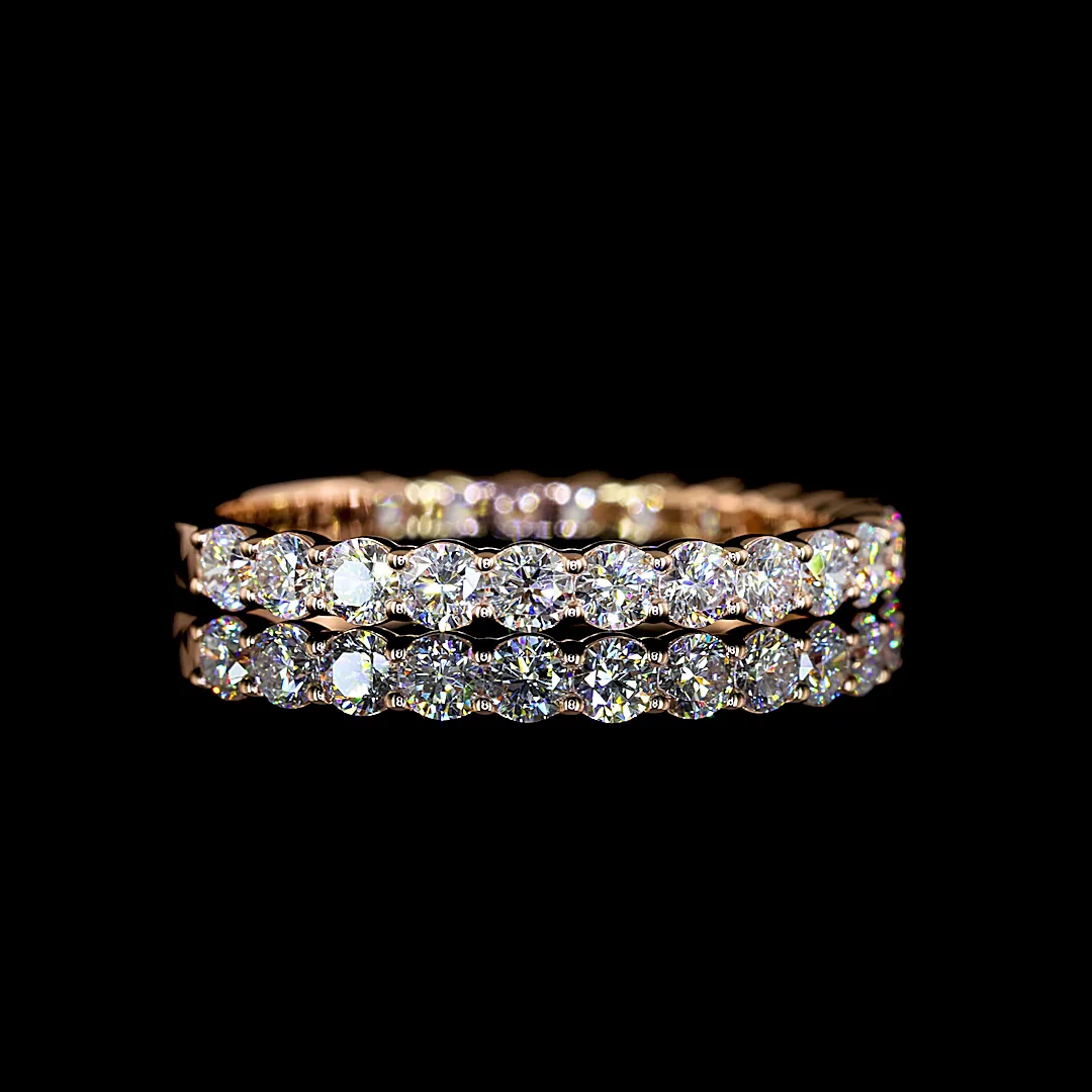 0.98 Cts 14k Rose Gold Round Shape 3/4 Band Eternity Band - Image 4