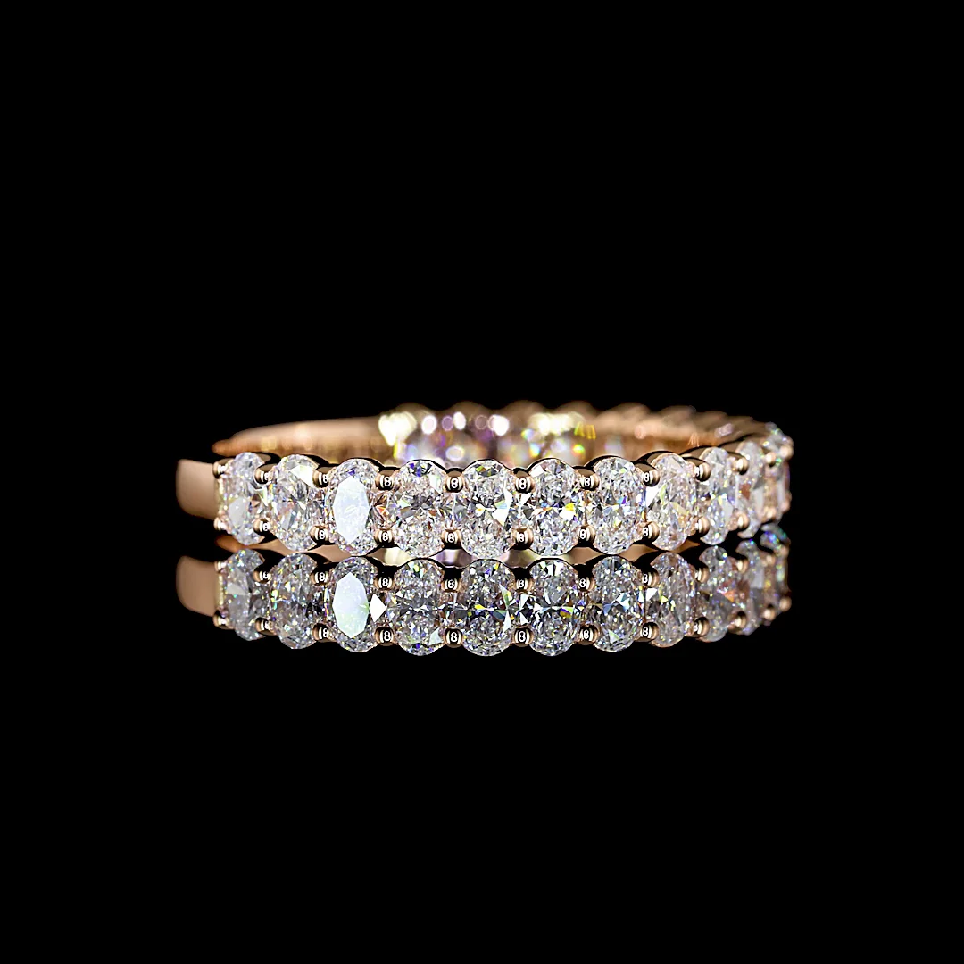 1.2 Cts 14k Rose Gold Oval Shape 3/4 Band Eternity Band - Image 3