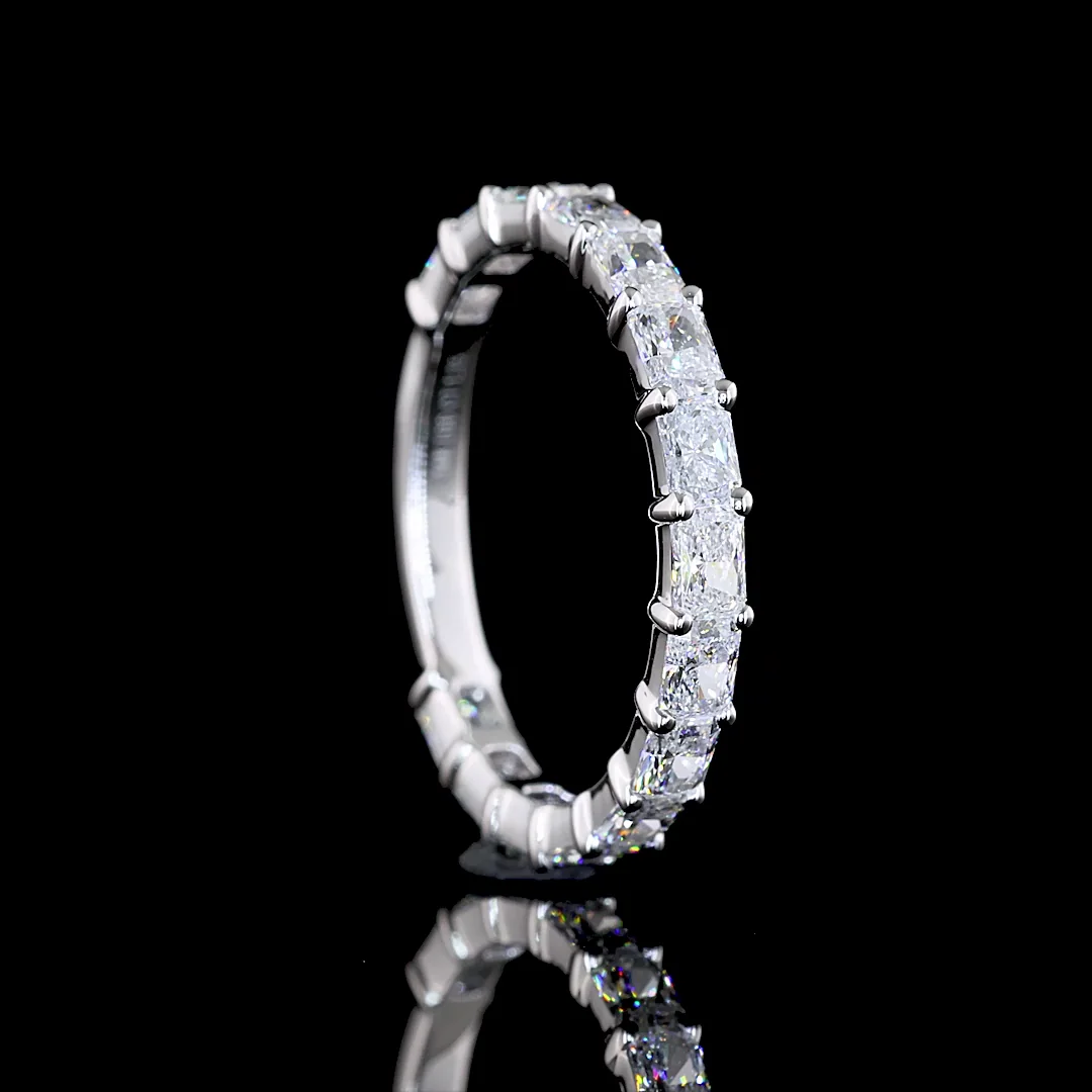 1.35 Cts 14k White Gold Radiant Shape 3/4 Band Eternity Band - Image 2