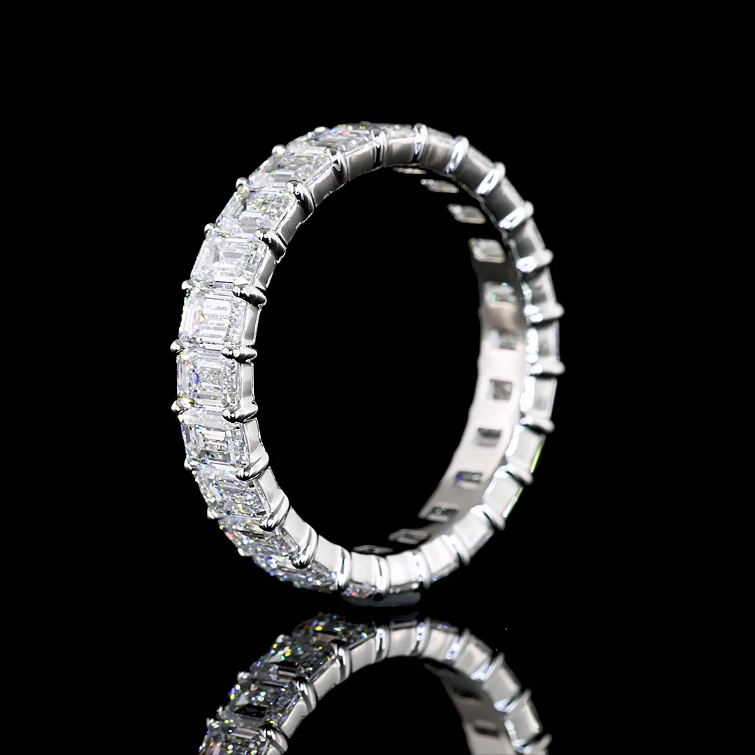 5.15 Cts Platinum Emerald Shape Eternity Band Eternity Band - Image 4