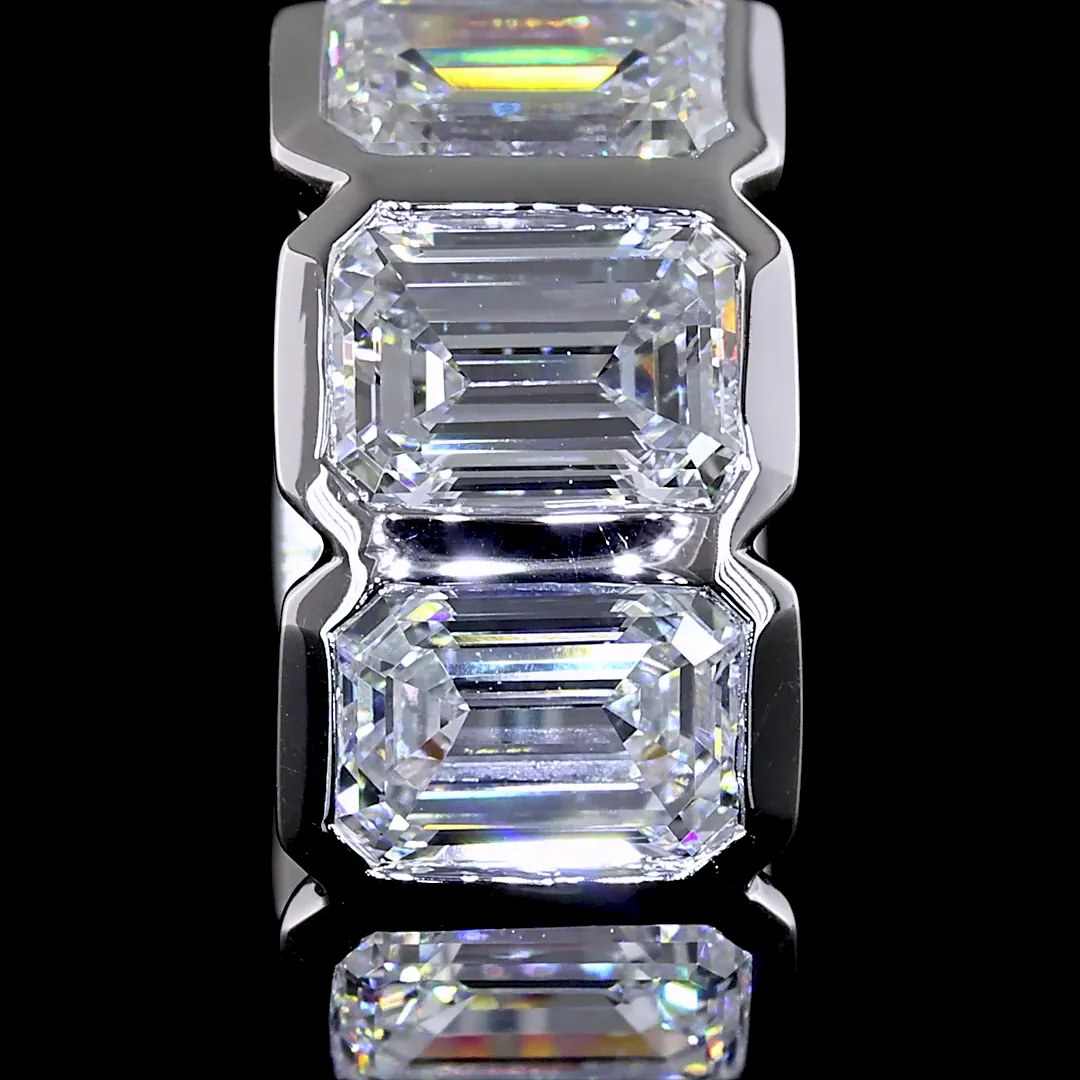 4.77 Cts 14k White Gold Emerald Shape Huggies Earring - Image 2