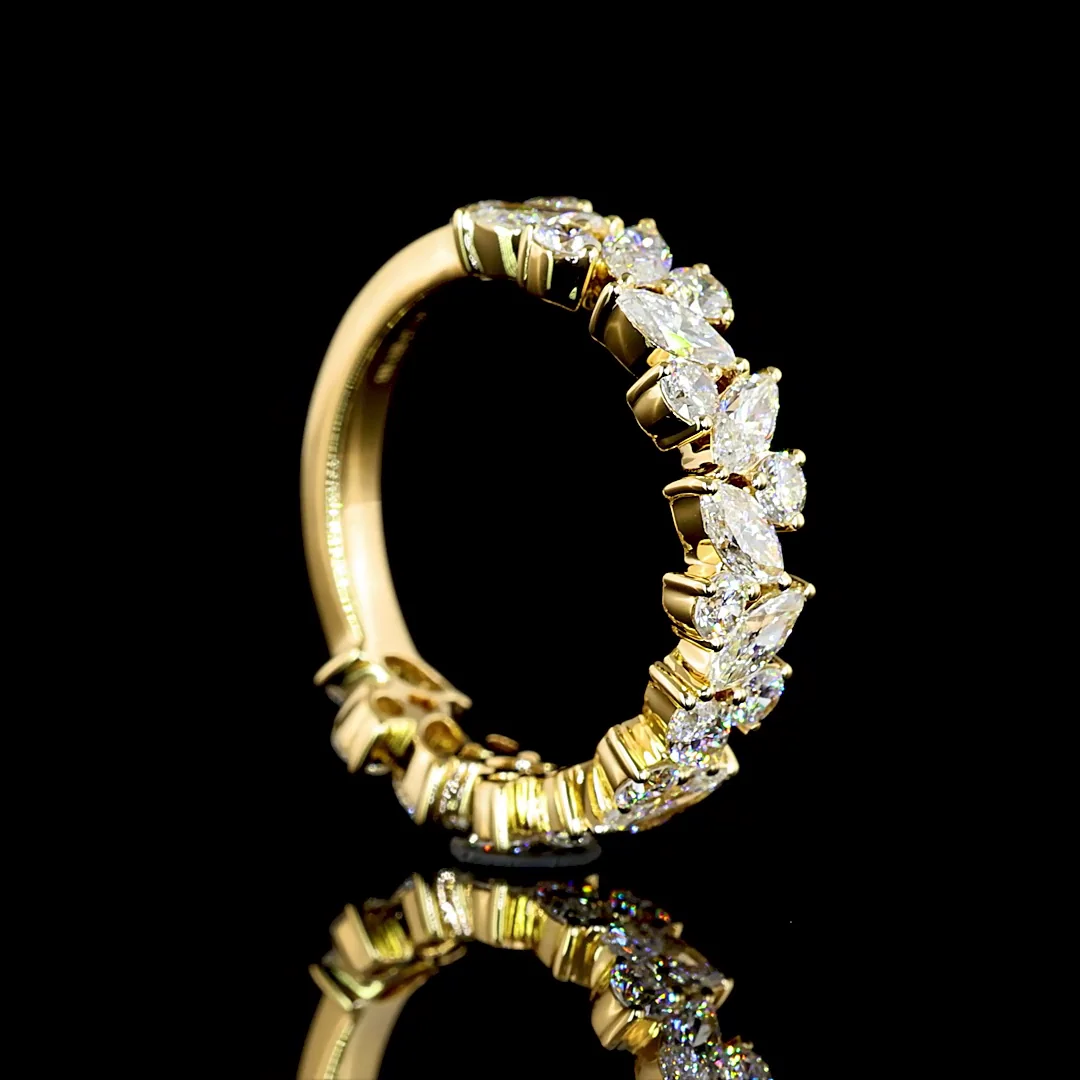 1.27 Cts 18k Yellow Gold Mix Shape 3/4 Band Eternity Band - Image 2