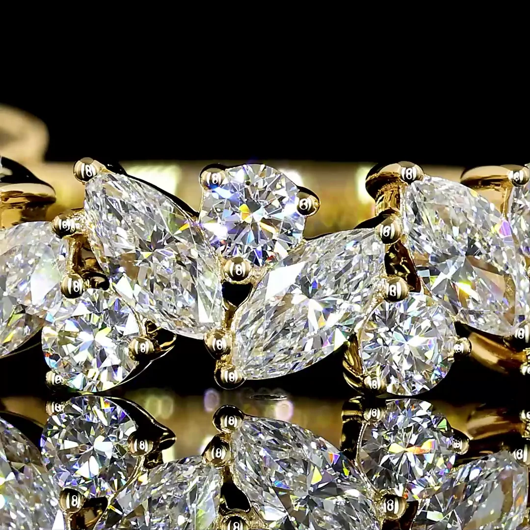 1.27 Cts 18k Yellow Gold Mix Shape 3/4 Band Eternity Band - Image 3