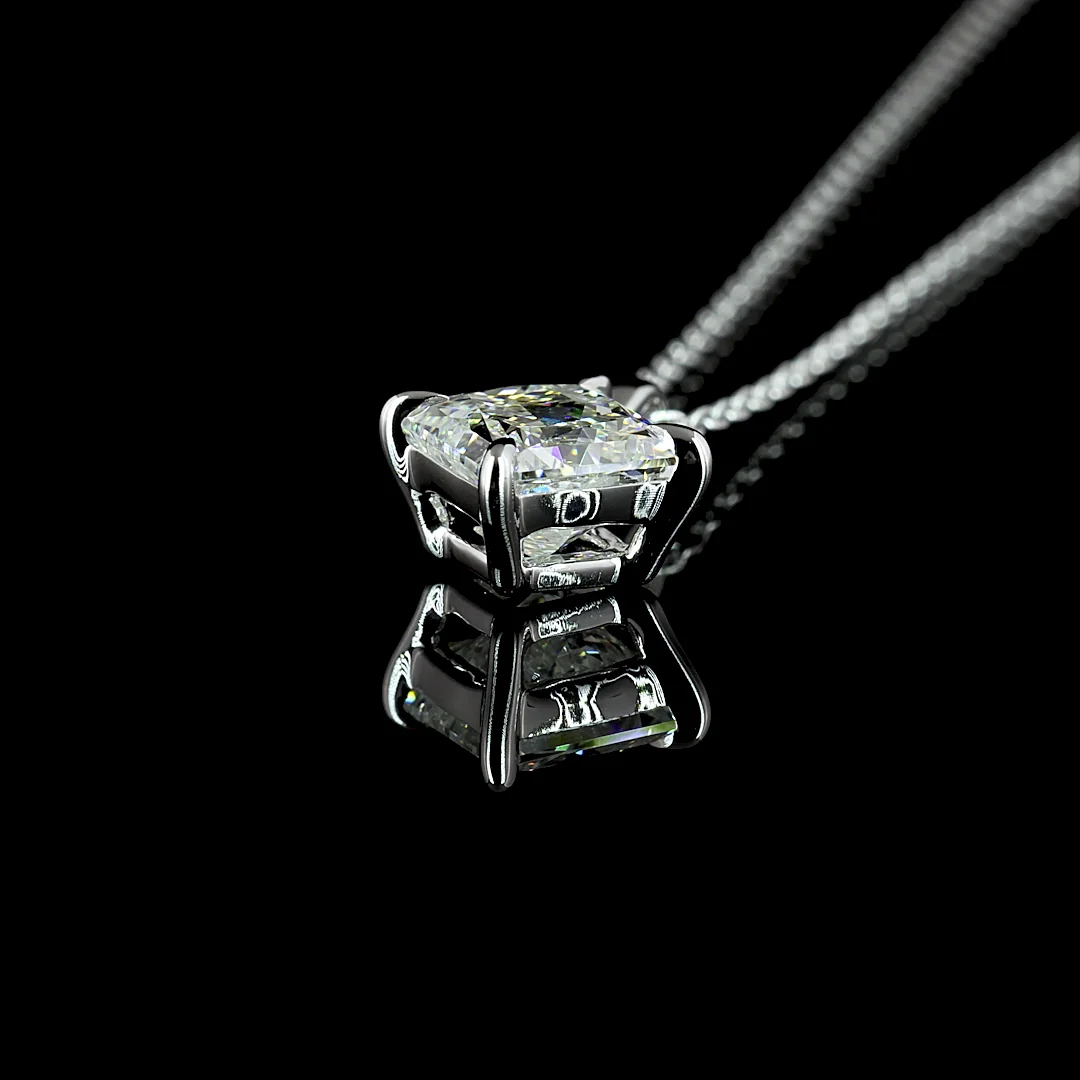 1.31 Cts 14k White Gold Princess Shape Solitaire Pendant - Image 4
