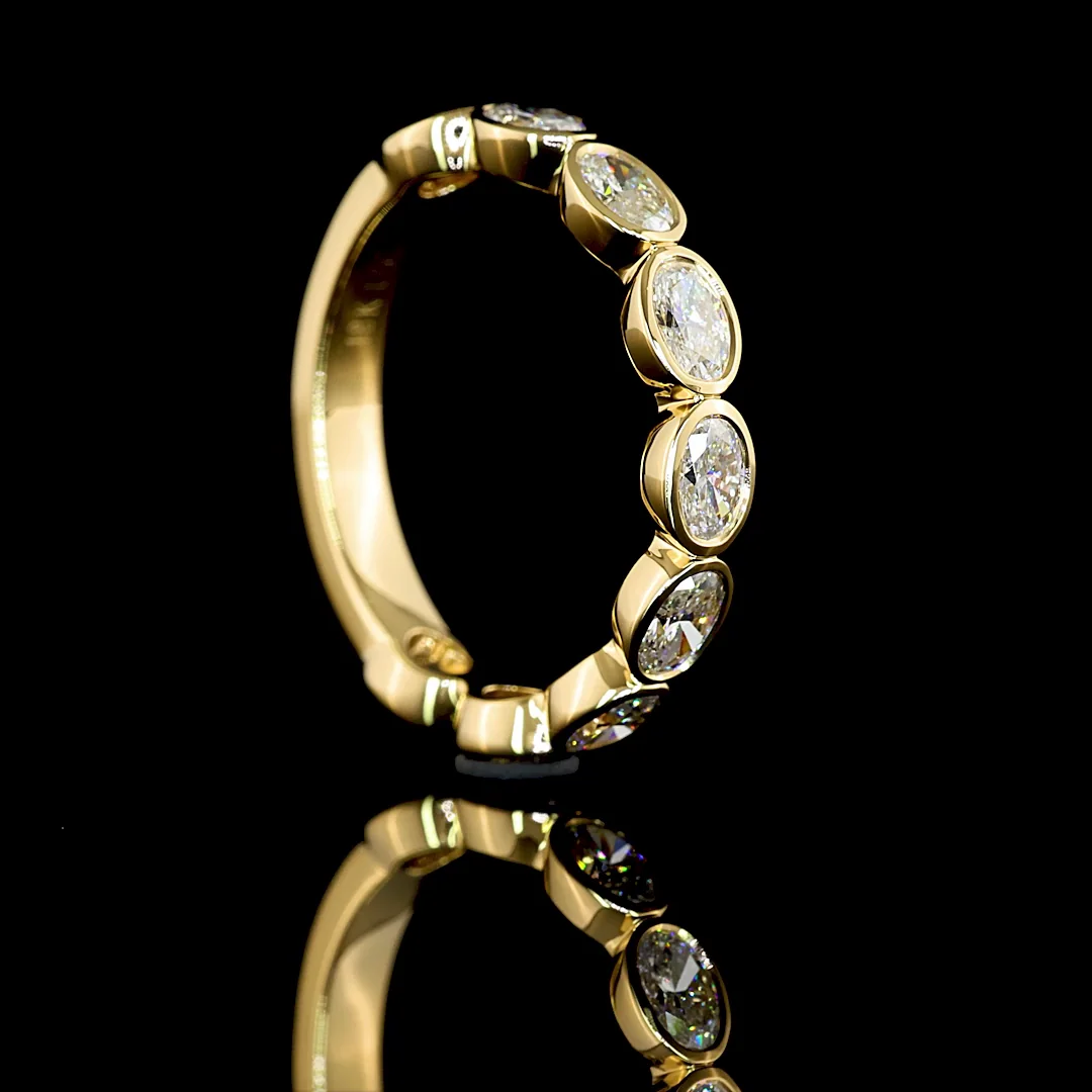 1.3 Cts 18k Yellow Gold Oval Shape 3/4 Band Eternity Band - Image 2