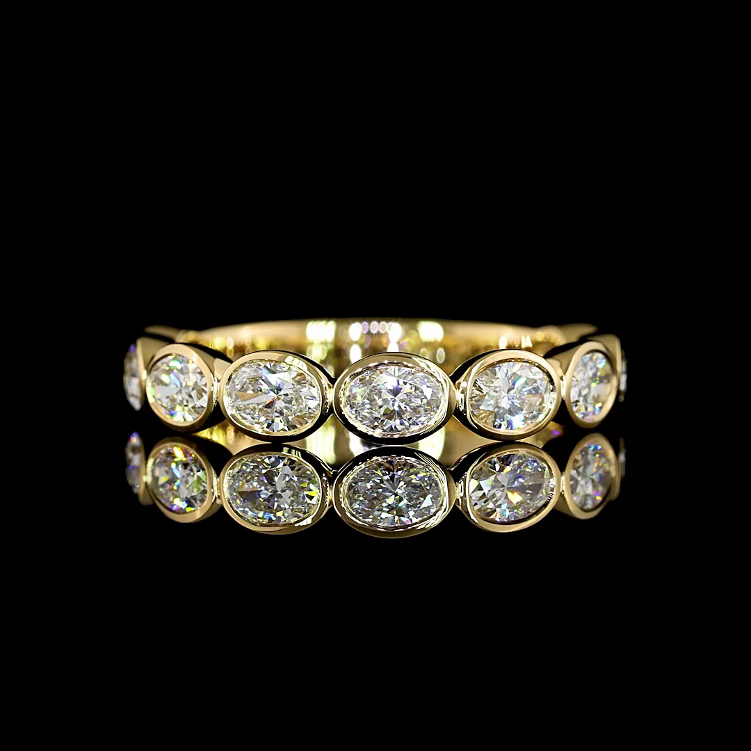 1.3 Cts 18k Yellow Gold Oval Shape 3/4 Band Eternity Band - Video
